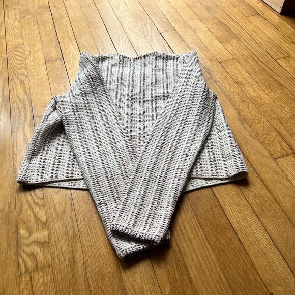 Theory Size L Beige Red Black Galinne Speckled Boucle Cropped Knit Jacket - Picture 12 of 12